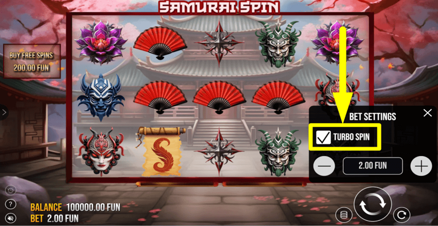 Samurai Spin Turbo Feature