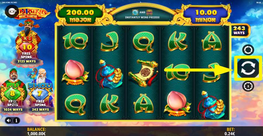 San Xing Riches Spin Button