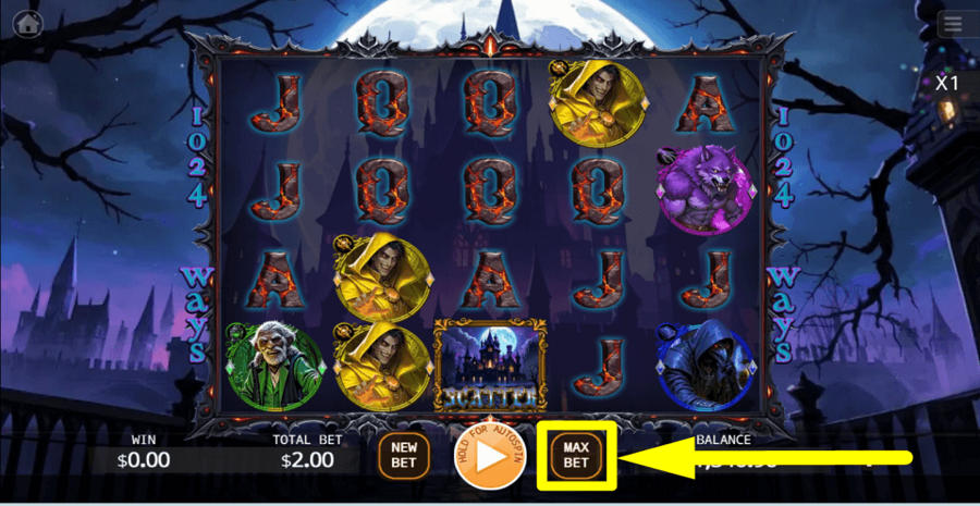 Sanctuary Of Darkness Max Bet Button