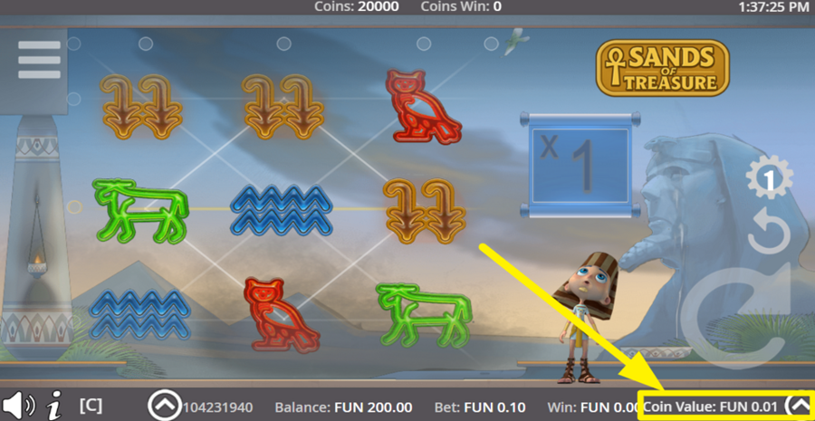 Sands Of Treasure Adjust Bet
