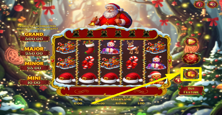 Santa Christmas Bells Hold And Win Adjust Bet
