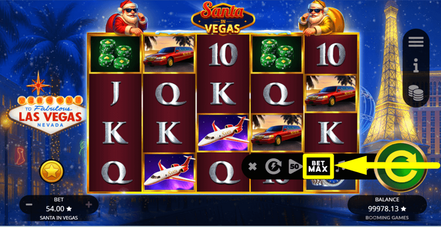 Santa In Vegas Bet Max Button