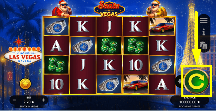Santa In Vegas Spin Button