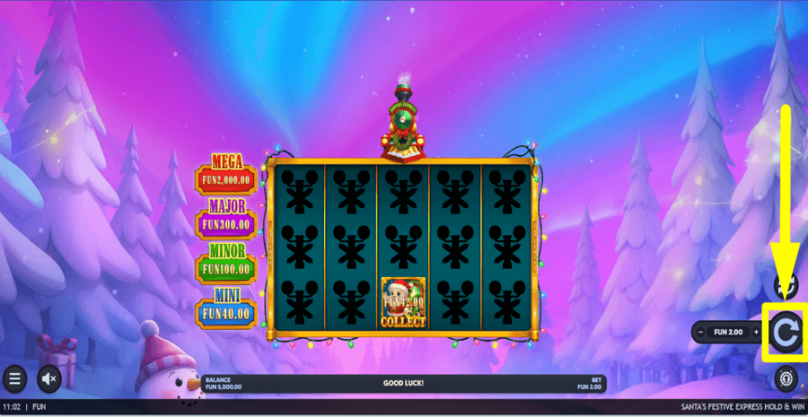 Santas Festive Express Hold And Win Spin Button