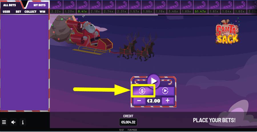 Santas Sack Auto Cashout Feature