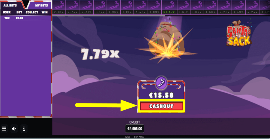 Santas Sack Cashout Button
