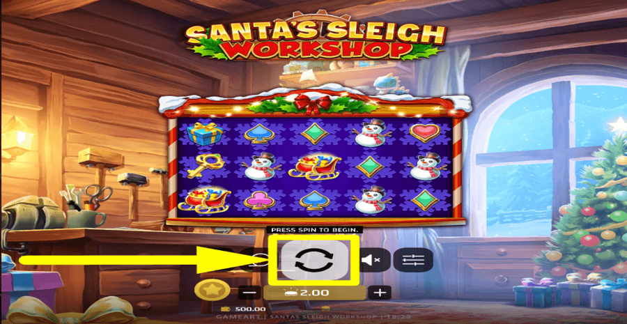 Santas Sleigh Workshop Spin Button
