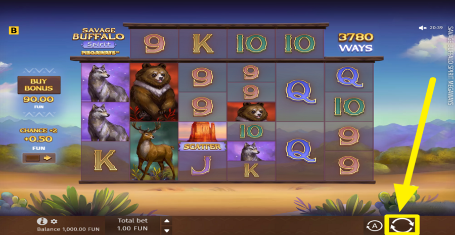 Savage Buffalo Spirit Megaways Spin Button