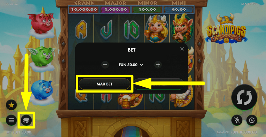 Scandipigs Max Bet Button