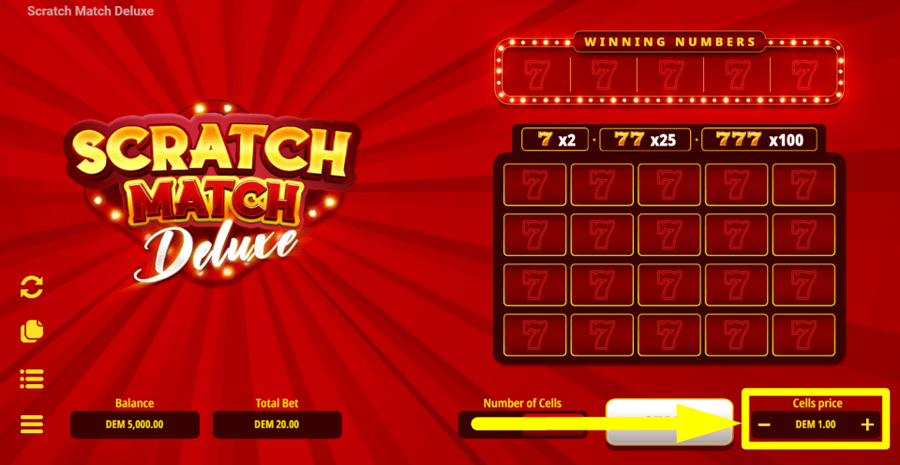 Scratch Match Deluxe Bet Value
