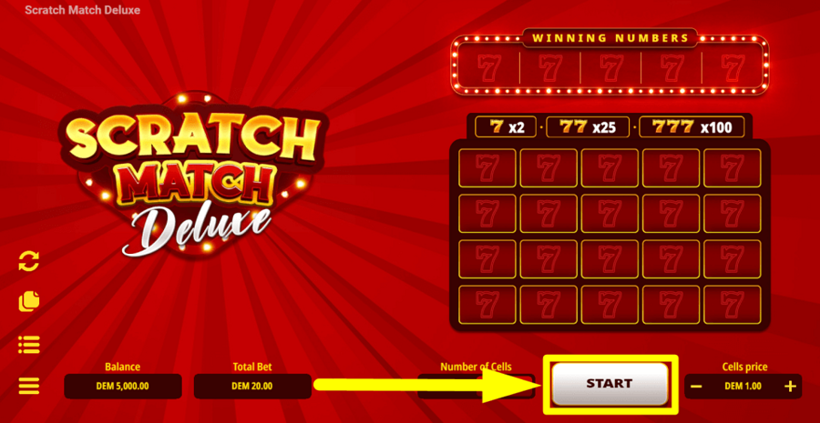 Scratch Match Deluxe Start Button