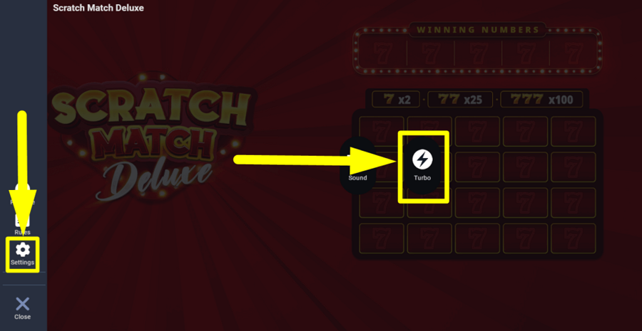 Scratch Match Deluxe Turbo Feature