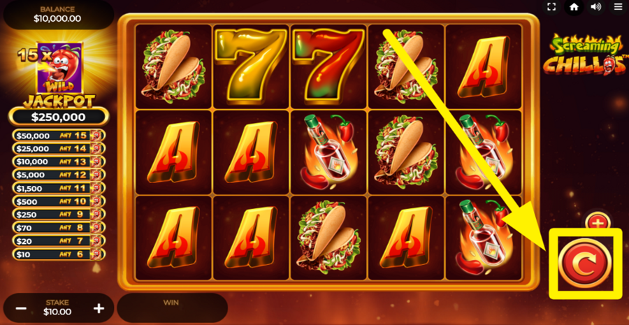 Screaming Chillis Spin Button