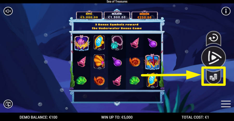 Sea Of Treasures Adjust Bet