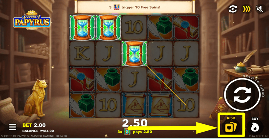 Secrets Of Papyrus Gamble Feature