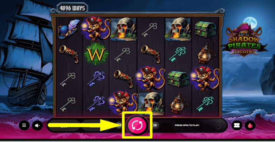 Shadow Pirates 2xcoin Spin Button
