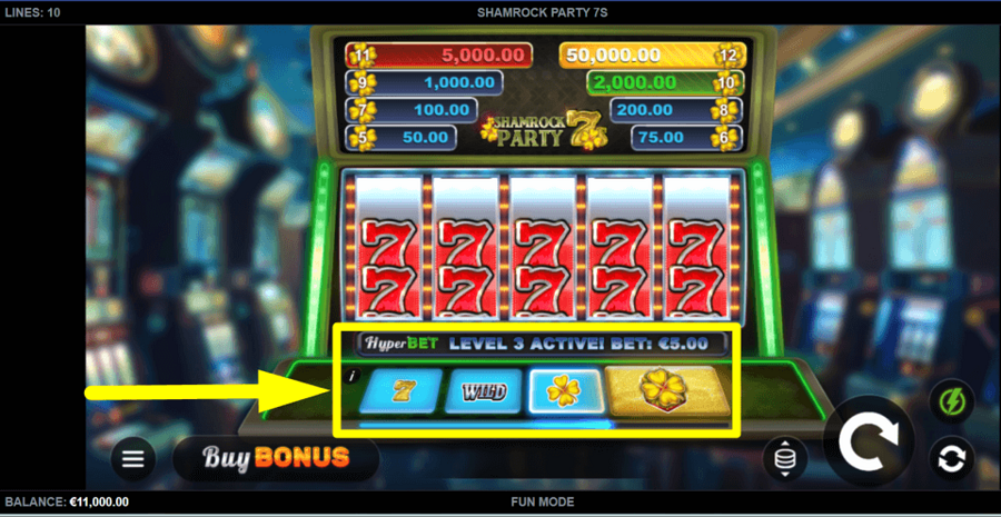 Shamrock Party 7s Hyper Bet Feature