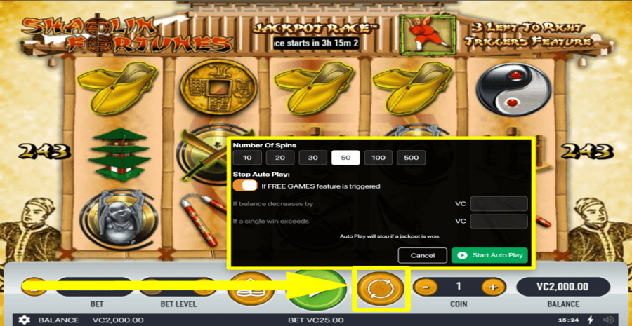 Shaolin Fortunes Autoplay Feature