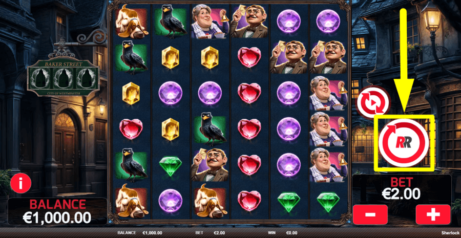 Sherlock And The Stolen Gems Spin Button