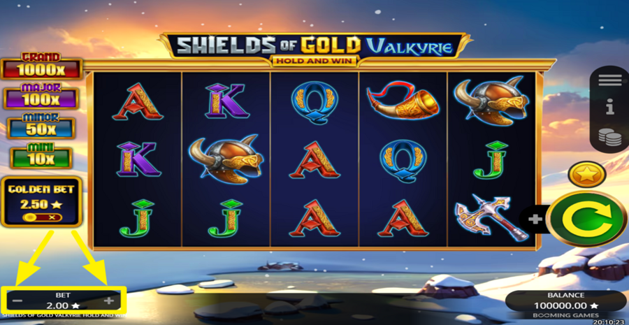 Shields Of Gold Valkyrie Hold And Win Adjust Bet