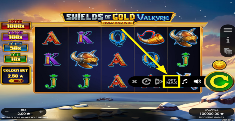 Shields Of Gold Valkyrie Hold And Win Max Bet