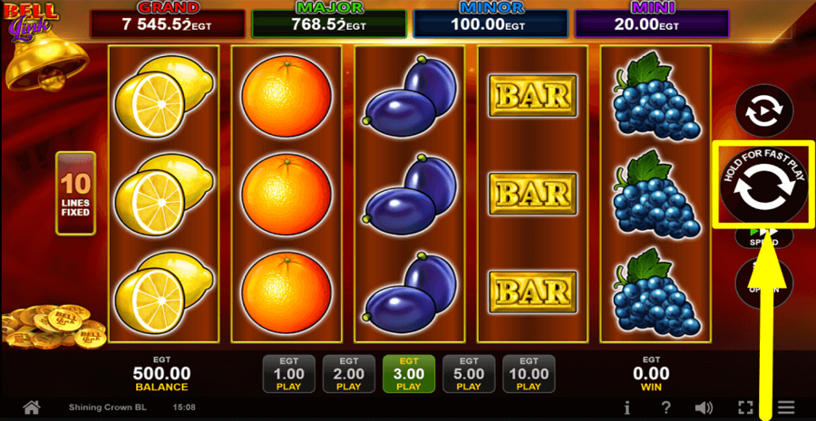 Shining Crown Bell Link Spin Button