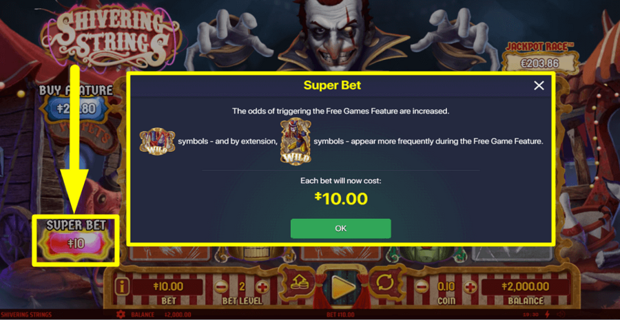 Shivering Strings Super Bet Feature