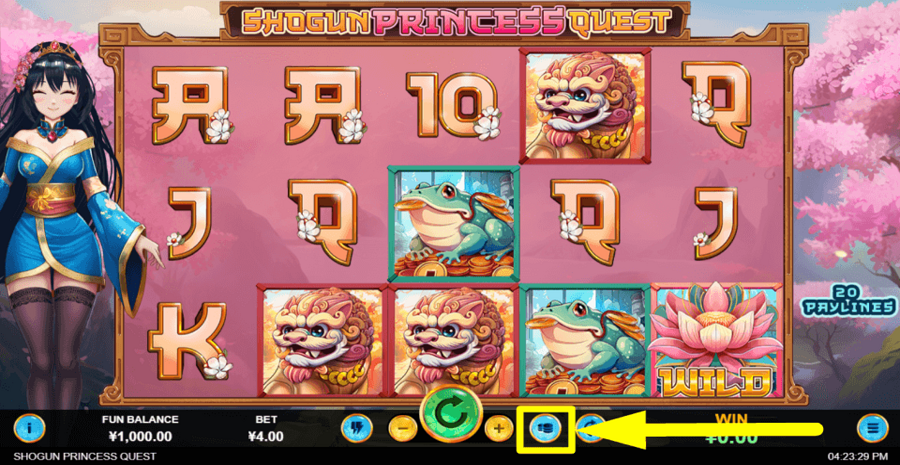 Shogun Princess Quest Max Bet Button