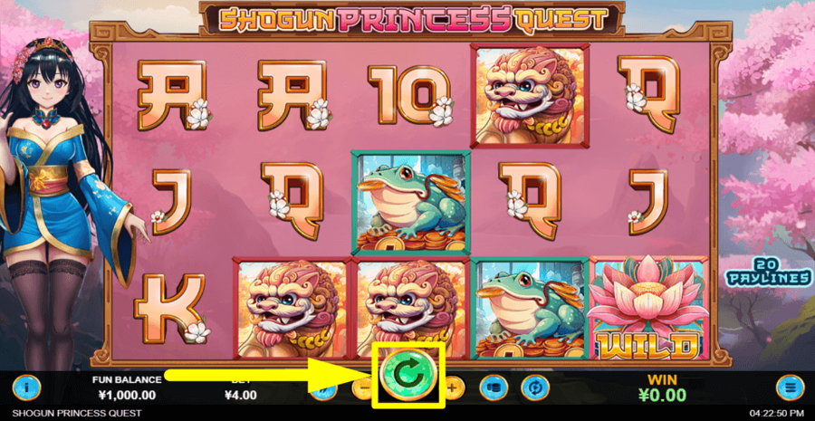 Shogun Princess Quest Spin Button