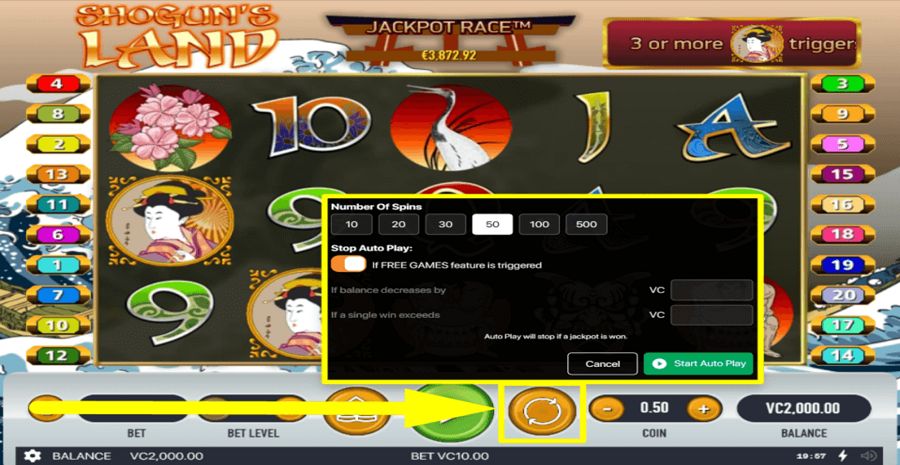 Shoguns Land Autoplay Feature