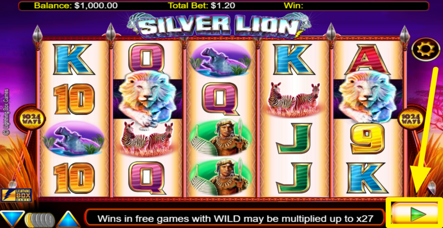 Silver Lion Spin Button