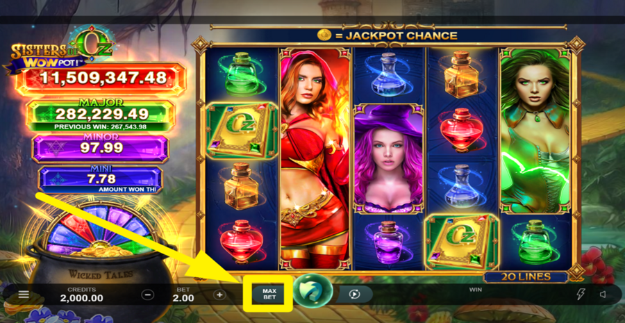 Sisters Of Oz Wowpot Max Bet