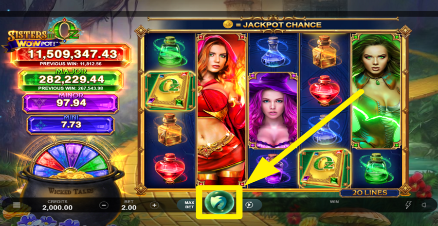 Sisters Of Oz Wowpot Spin Button