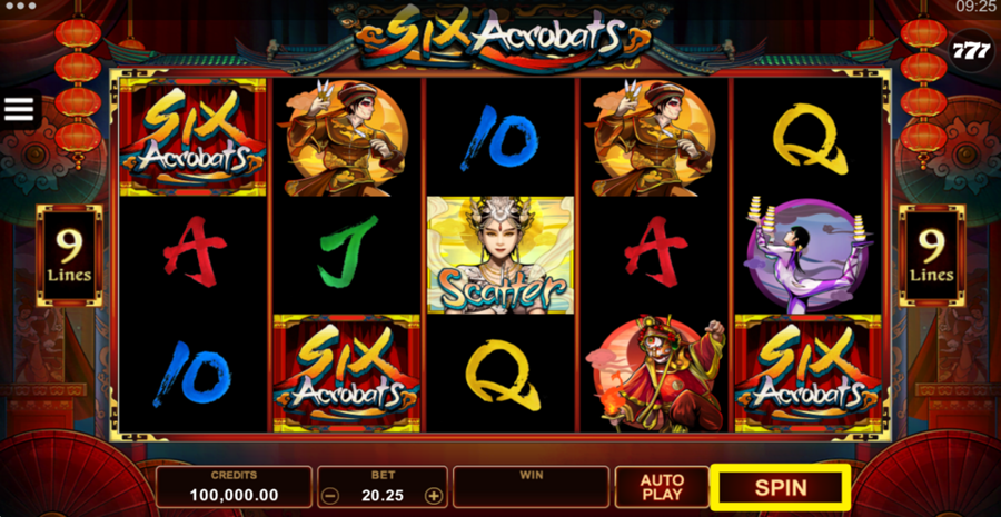 Six Acrobats Spin Button