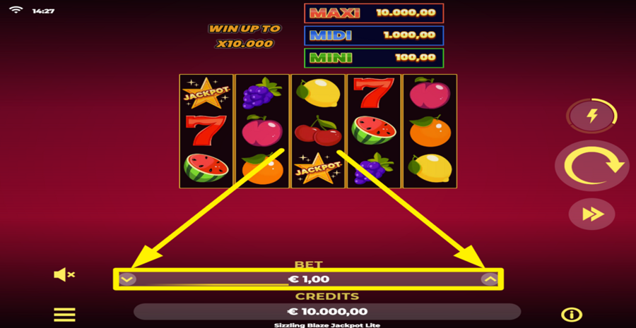 Sizzling Blaze Jackpot Lite Adjust Bet