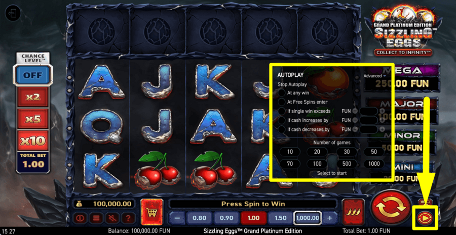 Sizzling Eggs Grand Platinum Edition Autoplay Feature