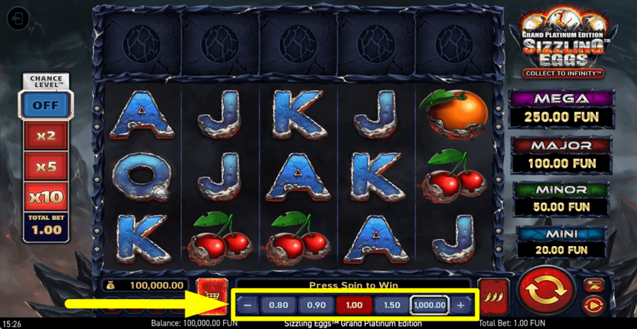 Sizzling Eggs Grand Platinum Edition Bet Value