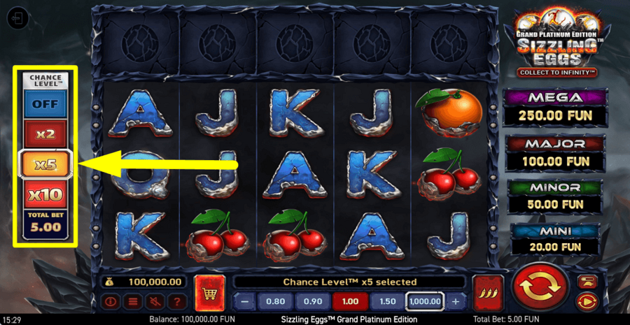 Sizzling Eggs Grand Platinum Edition Chance Feature