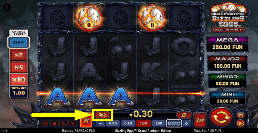 Sizzling Eggs Grand Platinum Edition Gamble Feature