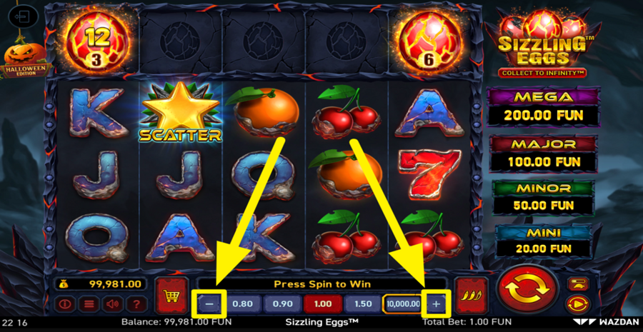 Sizzling Eggs Halloween Edition Adjust Bet