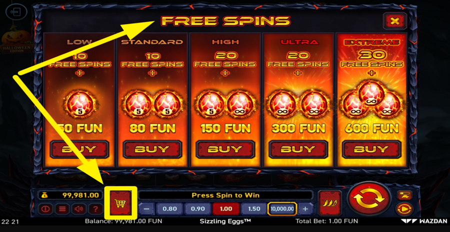 Sizzling Eggs Halloween Edition Buy Bonus