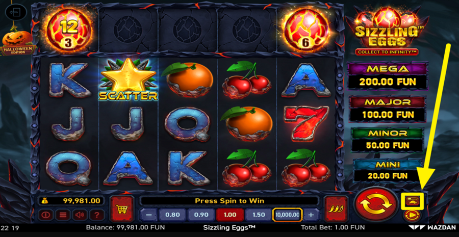 Sizzling Eggs Halloween Edition Change Reel Speed