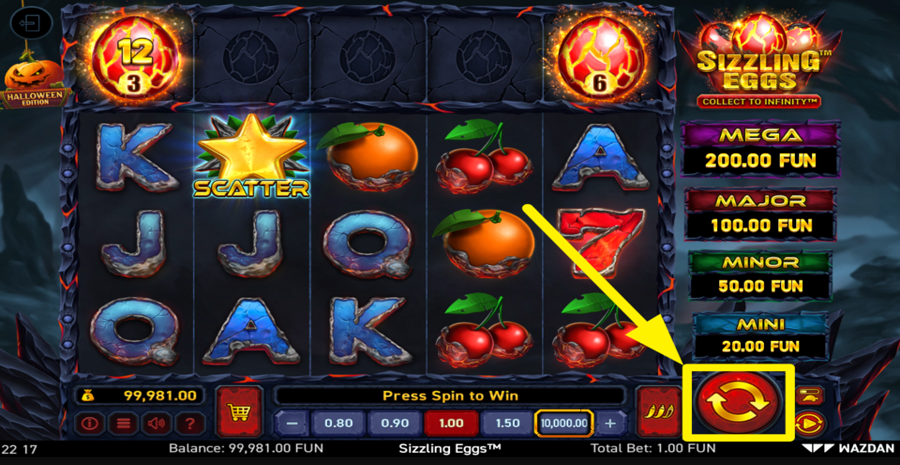 Sizzling Eggs Halloween Edition Spin Button