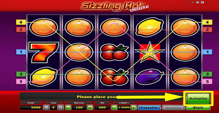 Sizzling Hot Deluxe Autoplay Feature