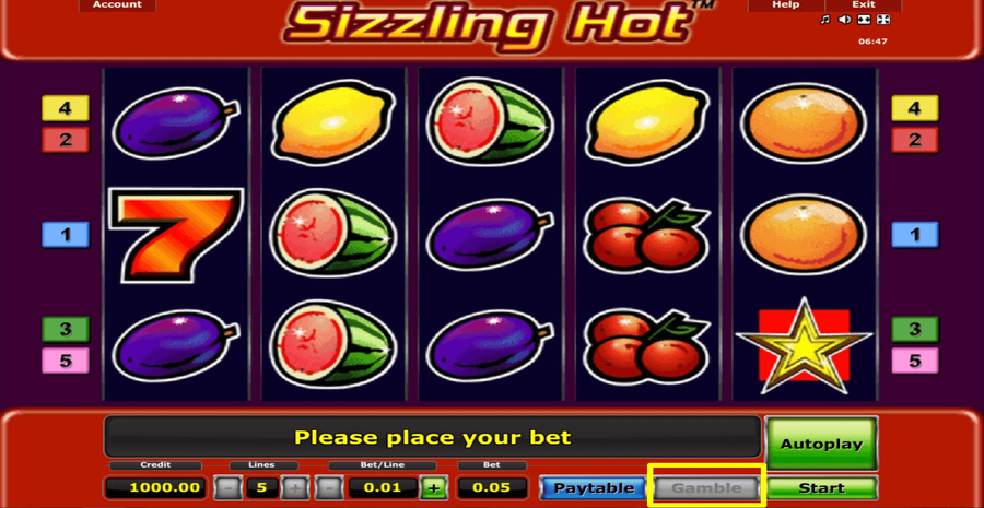 Sizzling Hot Gamble Feature