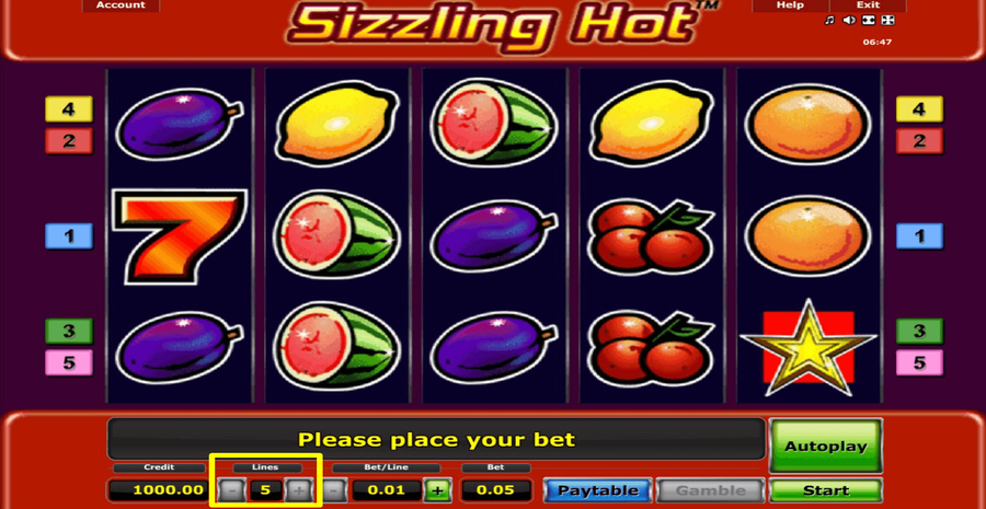 Sizzling Hot Paylines