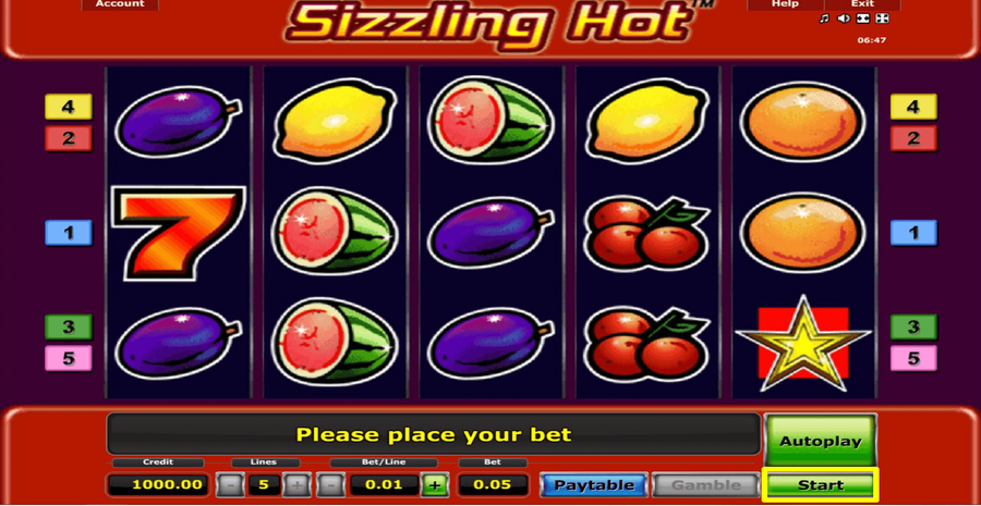 Sizzling Hot Spin Button