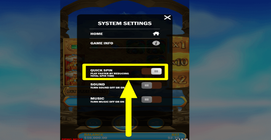 Sky Chasers Quick Spin Feature