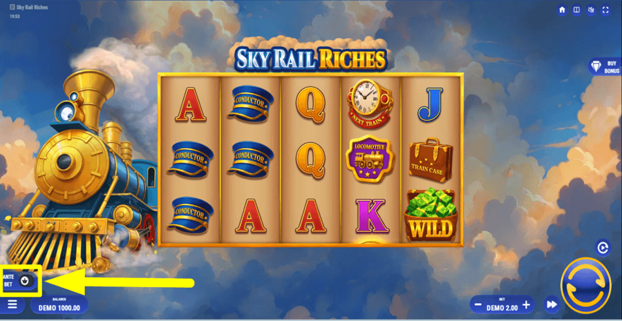 Sky Rail Riches Ante Bet Feature