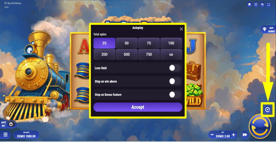 Sky Rail Riches Autoplay Feature